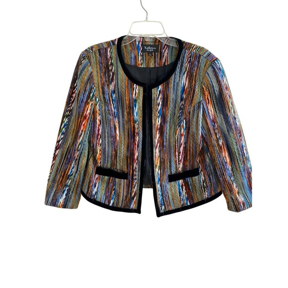 Katherine New York Womens Multicolor Striped Jacket Size L Polyester/Acrylic - Picture 6 of 6